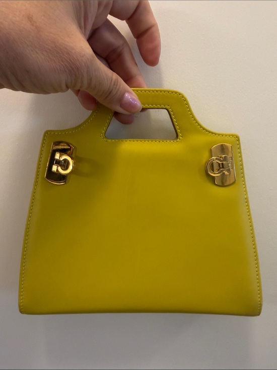Salvatore Ferragamo Handbags - Salvatore Ferragamo Yellow Mini Top-Handle Bag with Gold Hardware